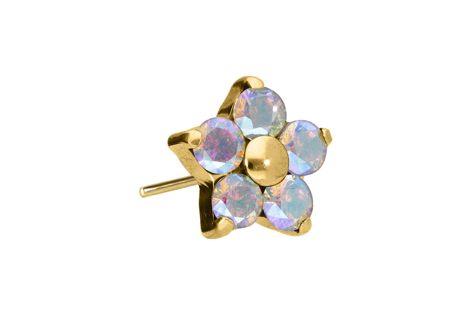 Titan Aufsatz mit Push Pin KRISTALLBLUME von Piercingline